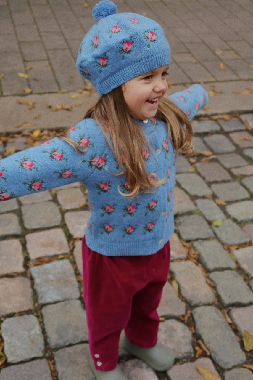 Kardigan s prímesou vlny Konges Sløjd BELOU KNIT CARDIGAN modrá farba, KS103711