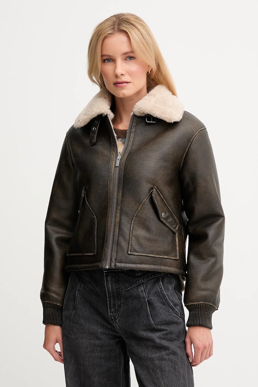 Bunda Pepe Jeans hnedá farba, prechodná, PL4024365