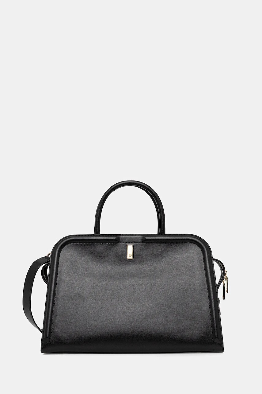 Kožená kabelka BOSS čierna farba, 50521062