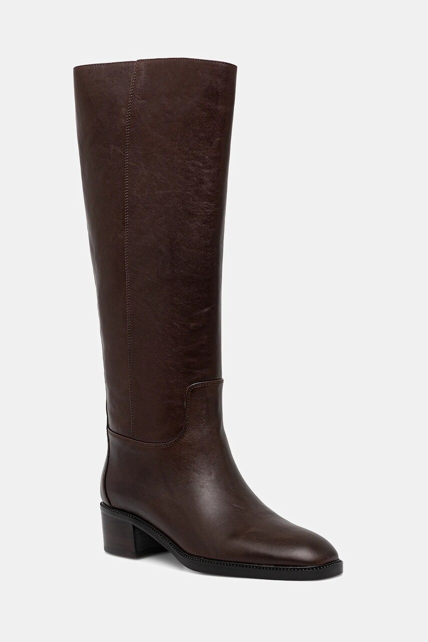 Kožené čižmy Jeffrey Campbell LADA hnedá farba, na plochom podpätku, U321-N01-005