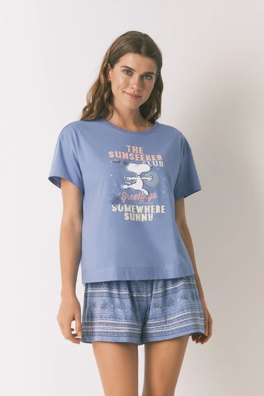 Bavlnené pyžamo women'secret modrá farba, bavlnené, 3132112