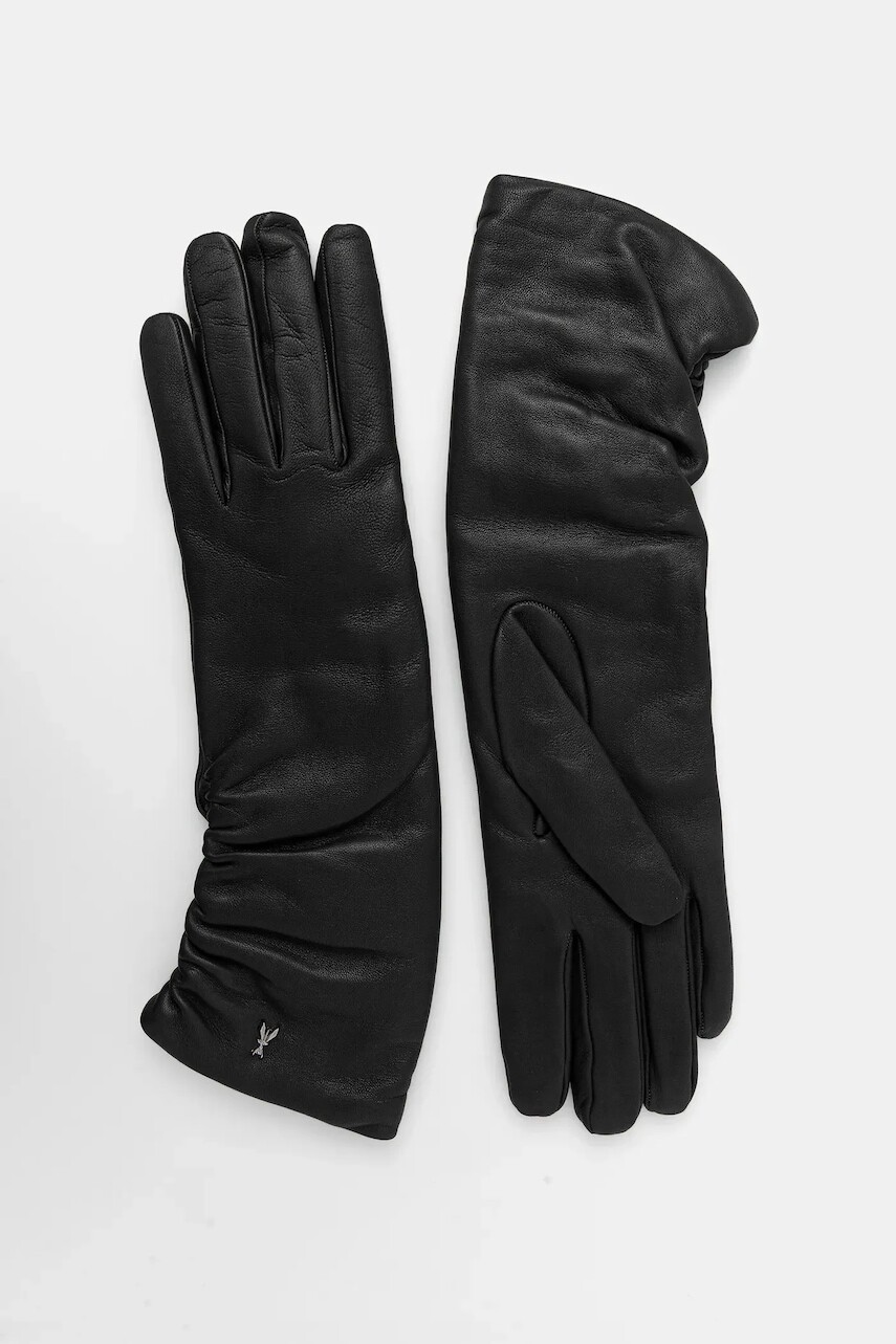 Kožené rukavice Patrizia Pepe čierna farba, 2F0105 L034