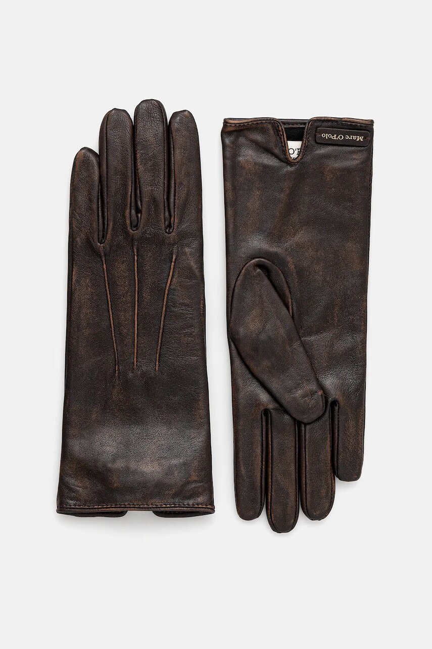 Kožené rukavice Marc O'Polo hnedá farba, 509809204007