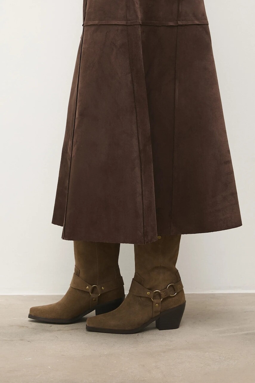 Semišové kovbojské topánky Answear.LAB hnedá farba, na podpätku