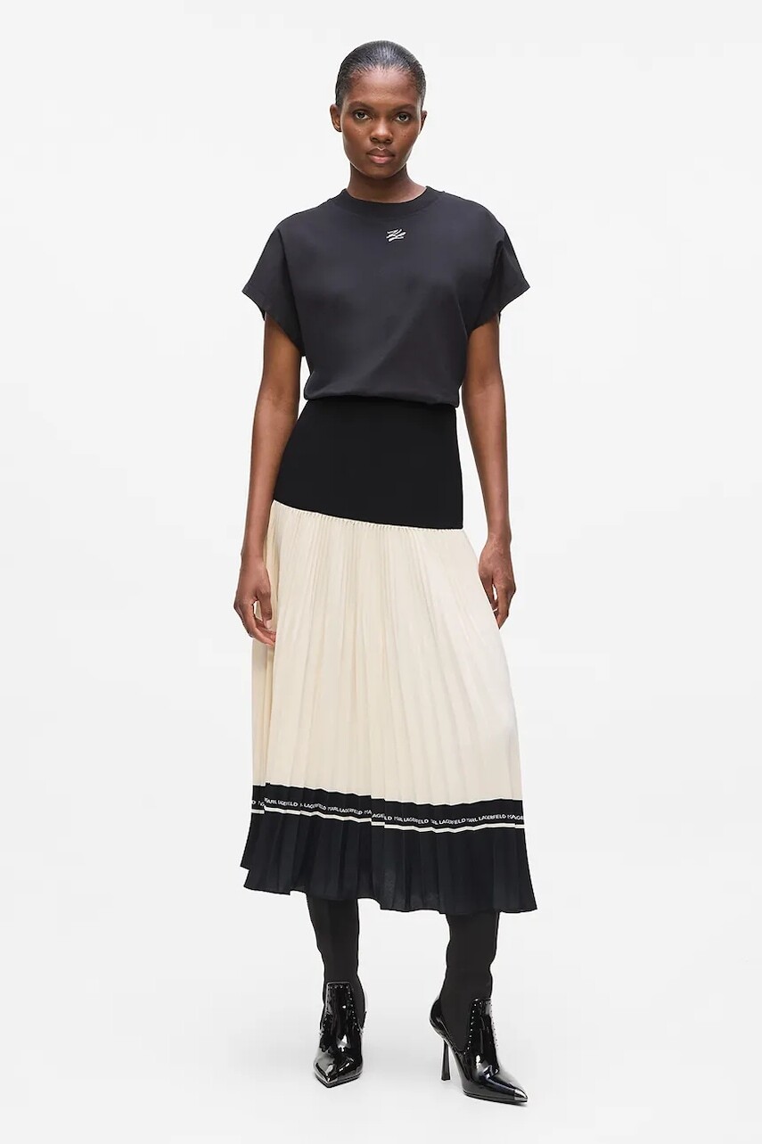 Sukňa Karl Lagerfeld čierna farba, maxi, áčkový strih, A4W12014