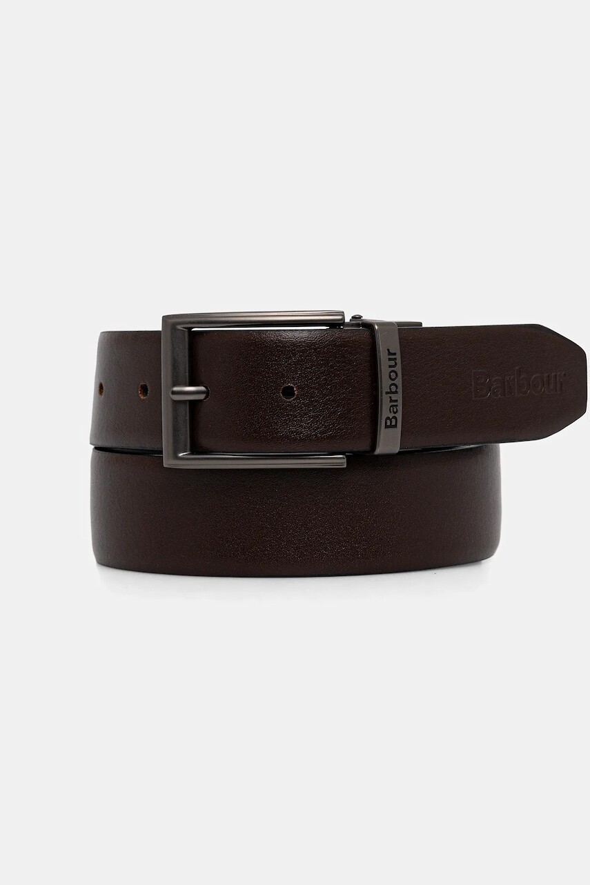 Obojstranný kožený opasok Barbour čierna farba, MAC0481