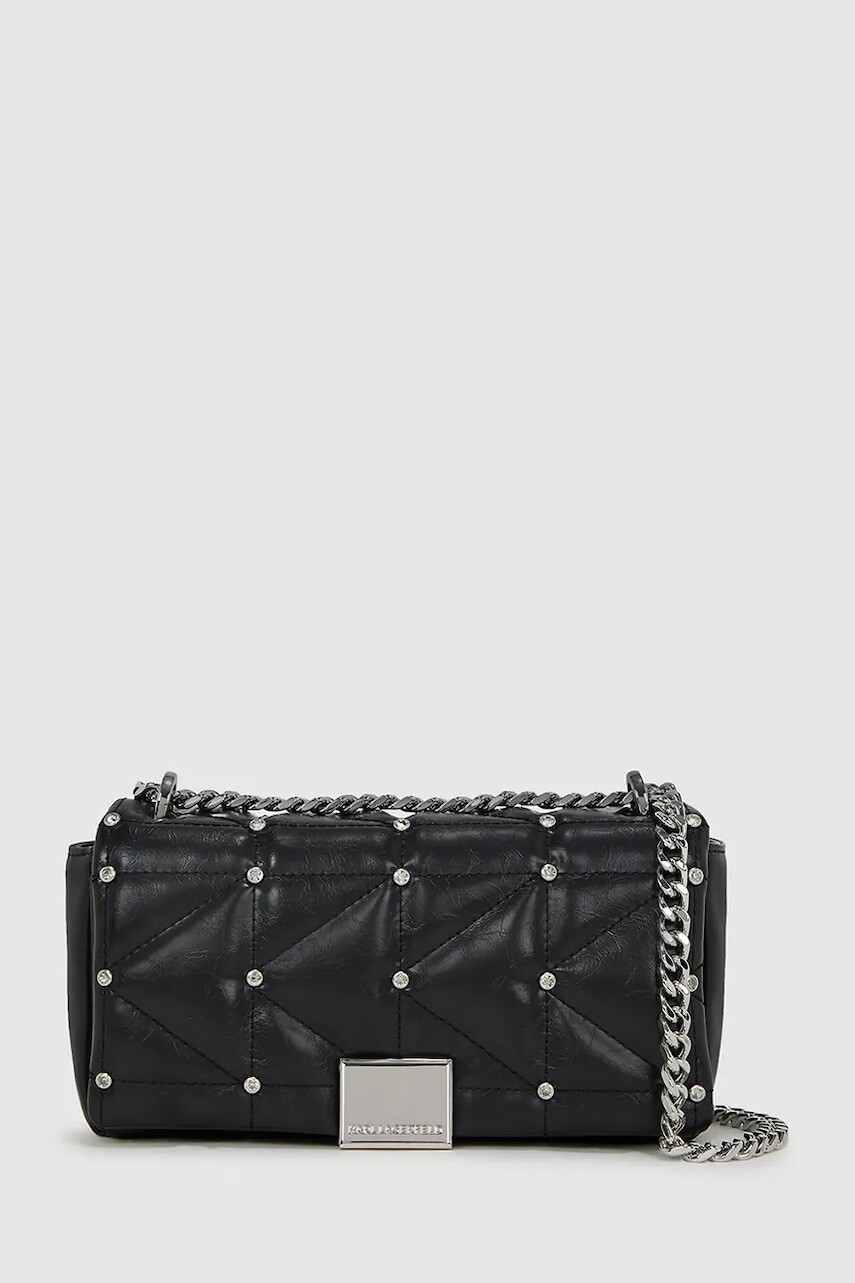 Kožená kabelka Karl Lagerfeld K/KUILT čierna farba, A4W30051