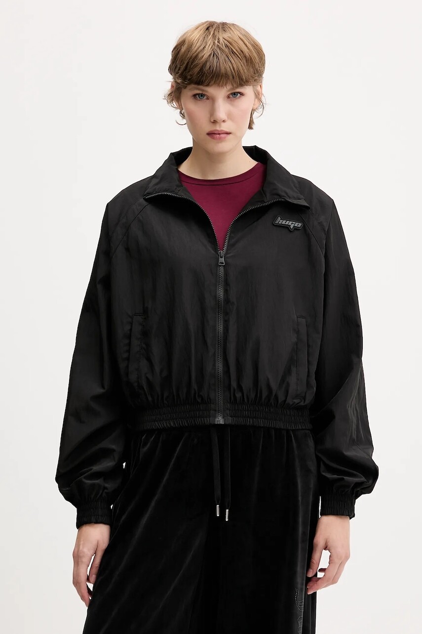 Bunda Hugo Blue čierna farba, prechodná, oversize, 50553343