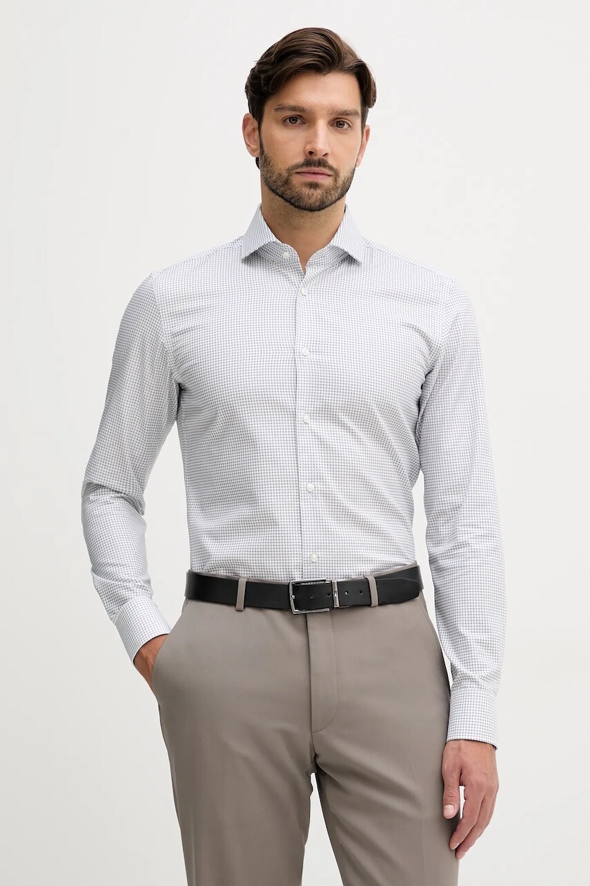 Bavlnená košeľa BOSS tmavomodrá farba, 50550643