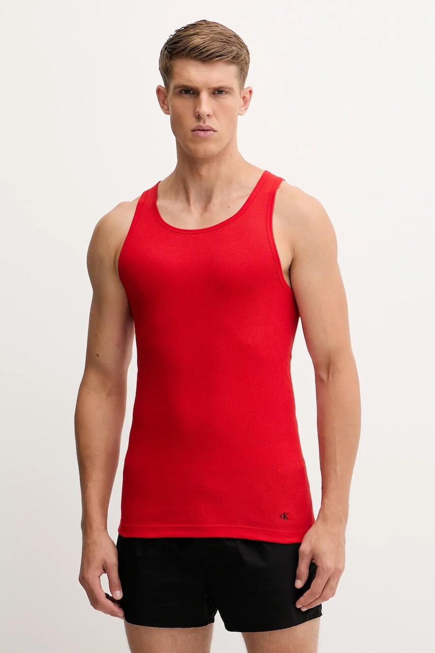 Bavlnené tričko Calvin Klein Underwear 3-pak červená farba, LV00NB4036