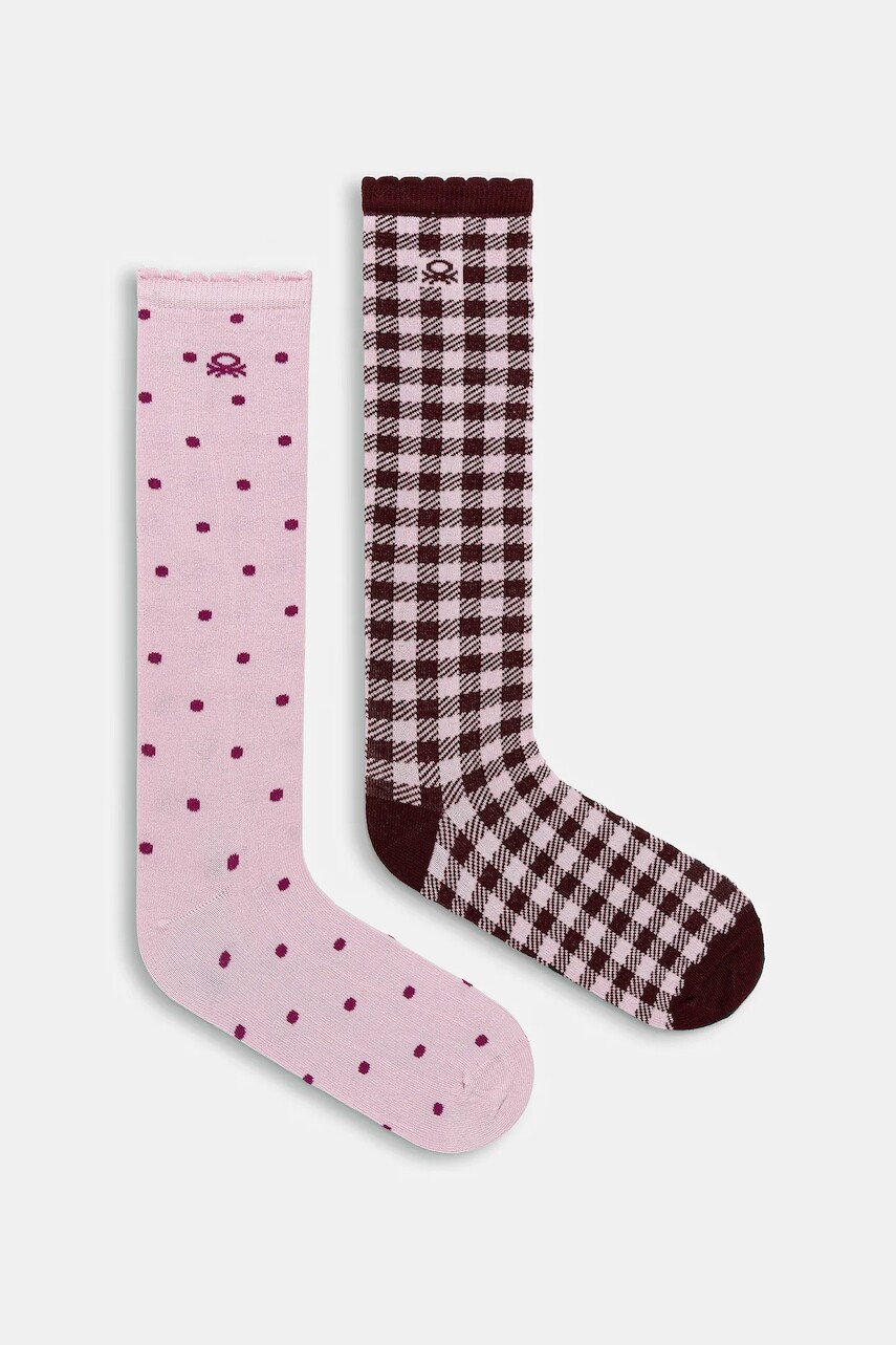 Detské ponožky United Colors of Benetton 2-pak ružová farba, 6AO30704B