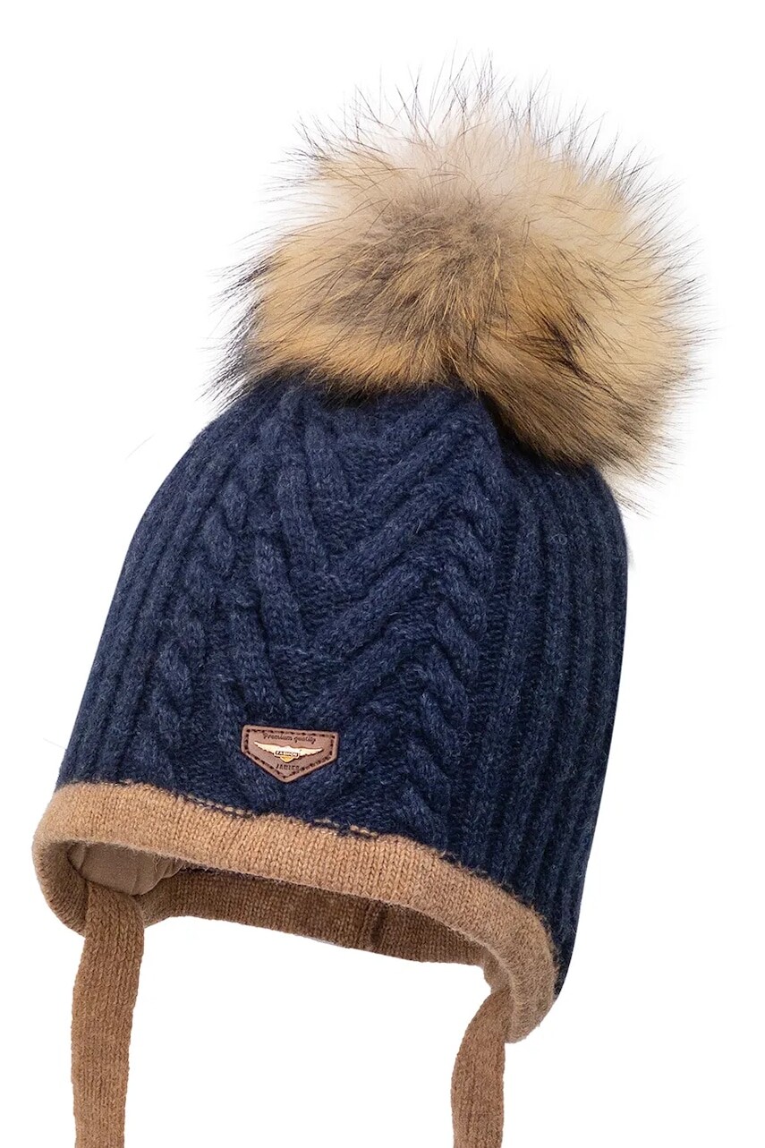 Čiapka s prímesou vlny Jamiks BROCK II tmavomodrá farba, JZI043