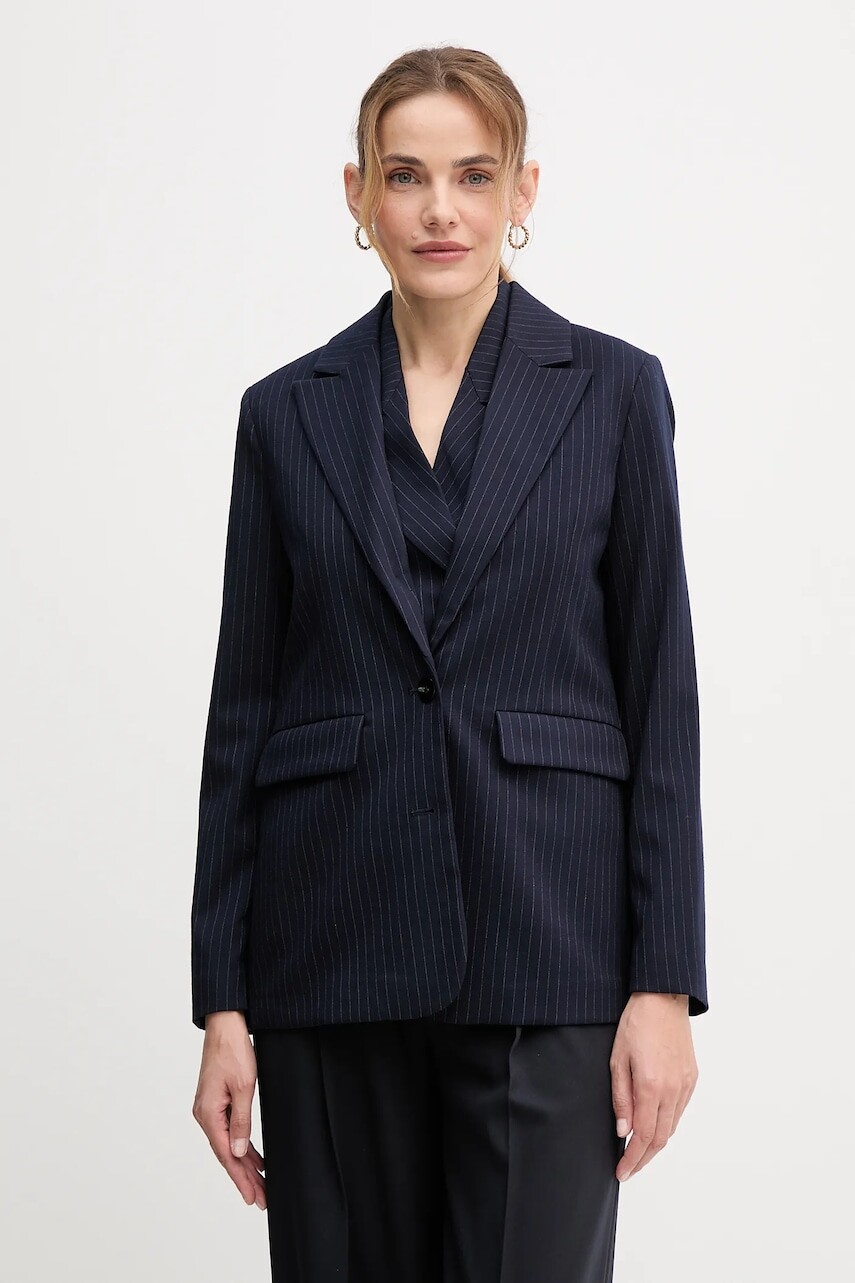 Sako United Colors of Benetton tmavomodrá farba, jednoradové, vzorované, 2X8MDW02H