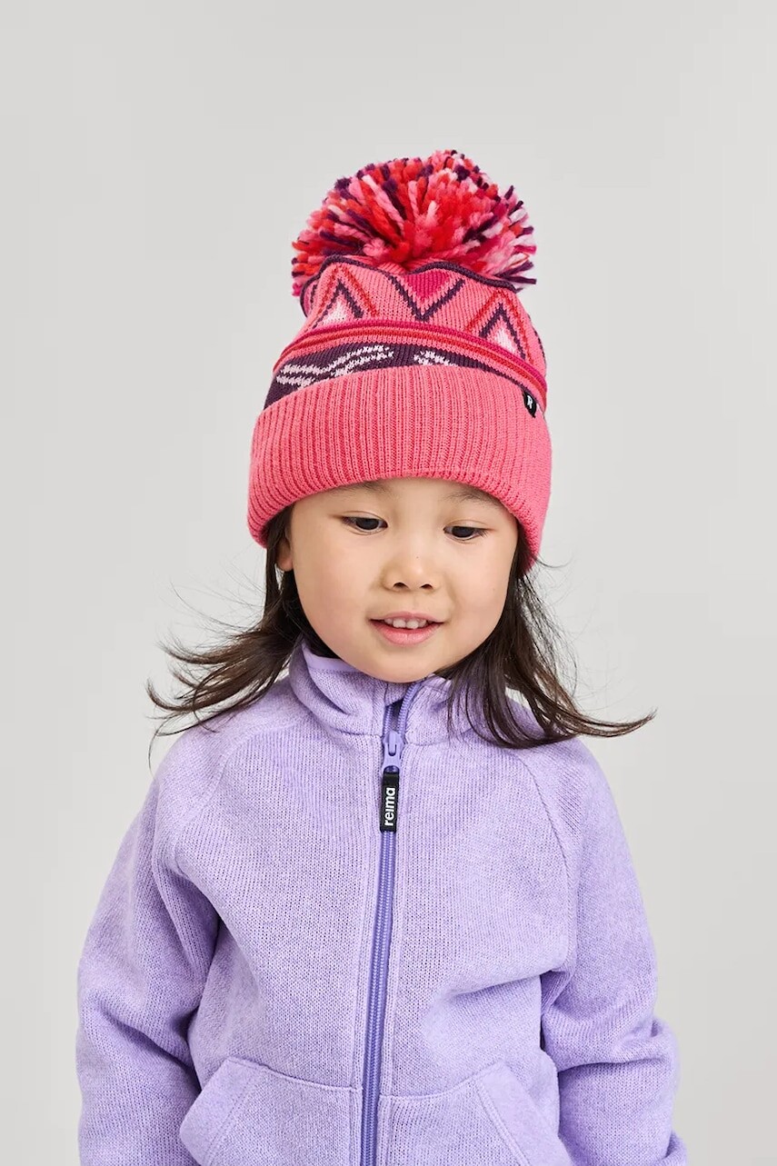 Detská čiapka s prímesou vlny Reima Kirjoen ružová farba, 5300286B
