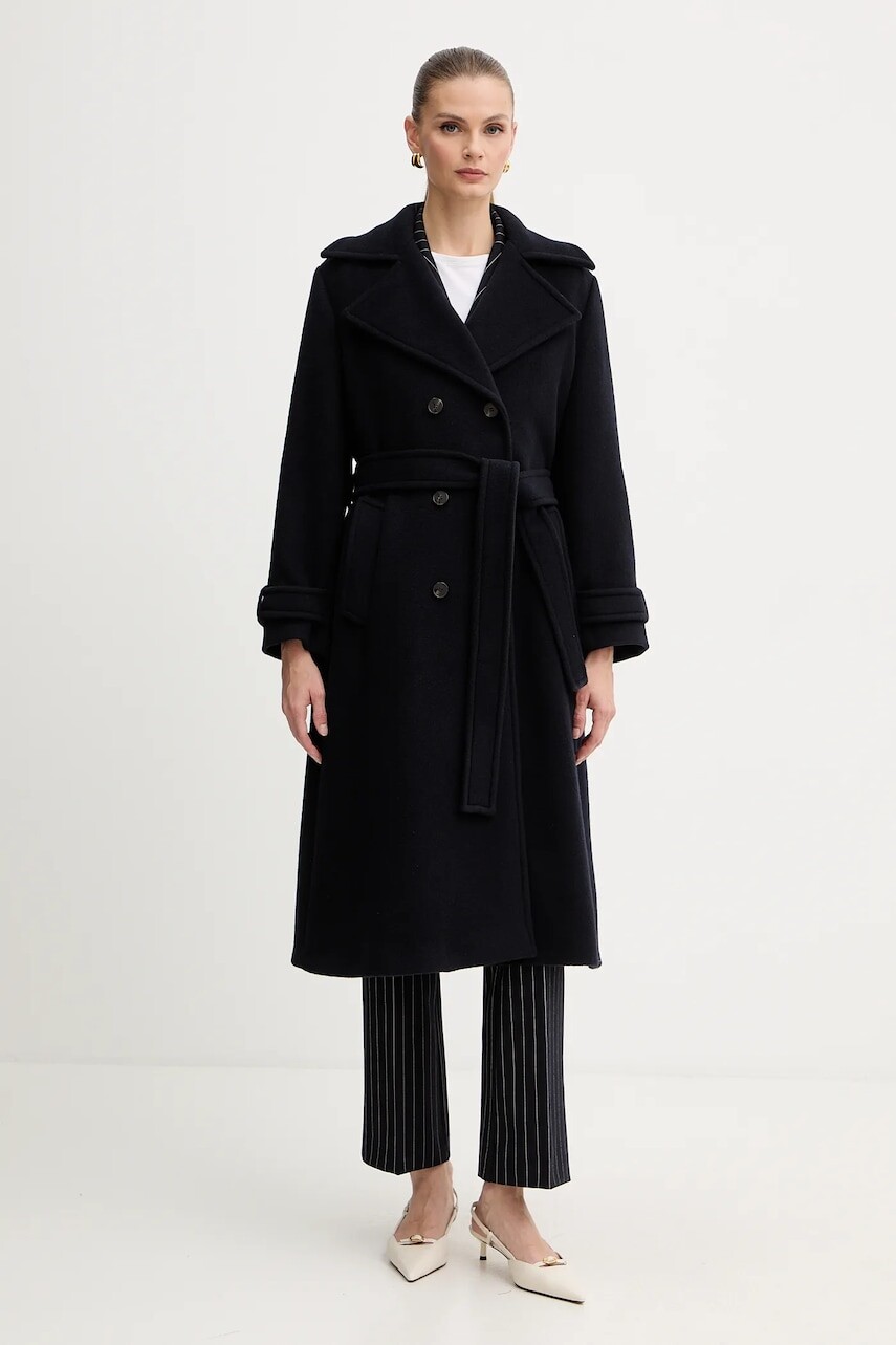 Kabát s prímesou vlny Marella tmavomodrá farba, 2523016112200