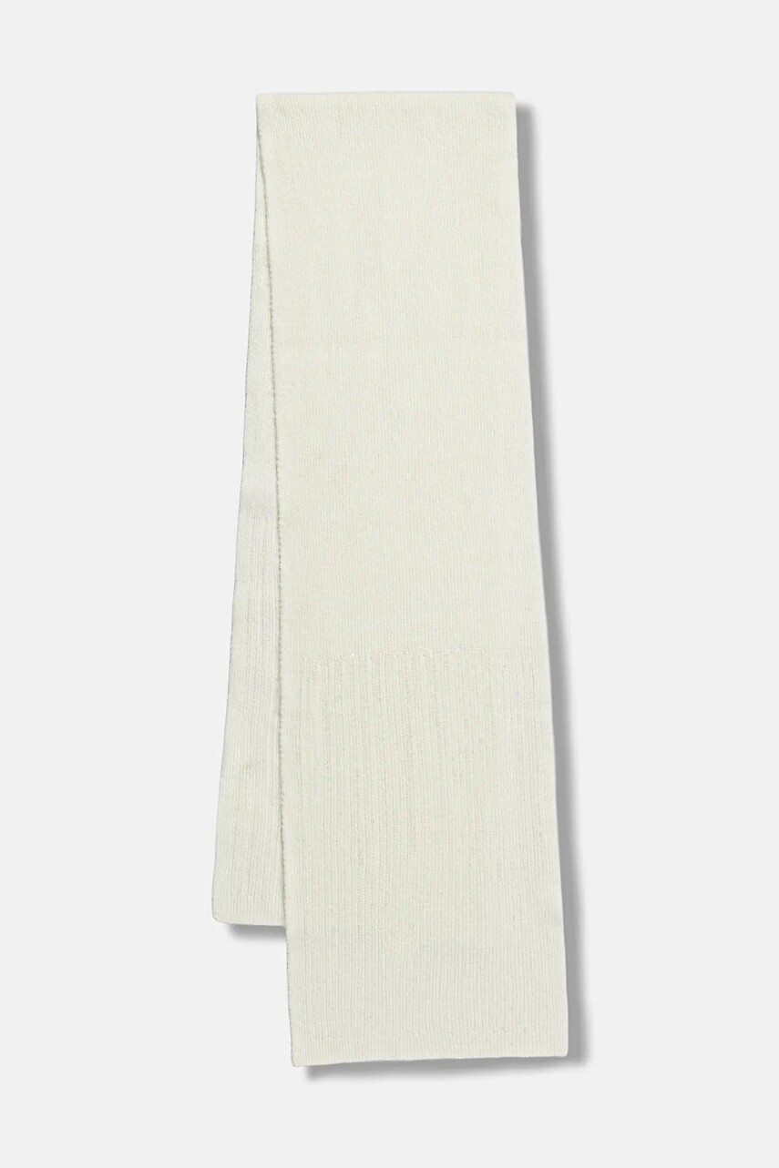 Šál s prímesou vlny Morgan béžová farba, s nášivkou, 5ESEQUI