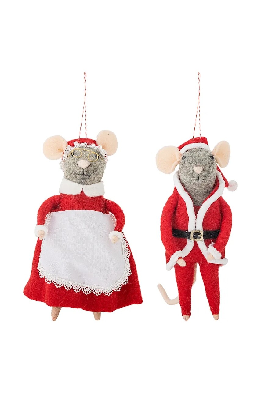 Závesná dekorácia Bloomingville Peo Ornament 11 x 23 x 10 cm 2-pak červená farba