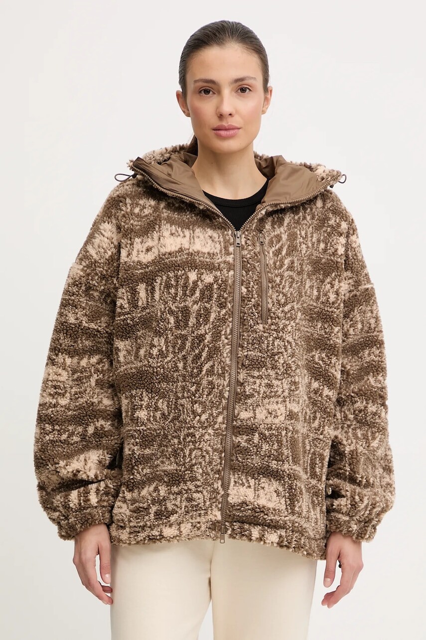 Mikina adidas by Stella McCartney hnedá farba, s kapucňou, JM3675