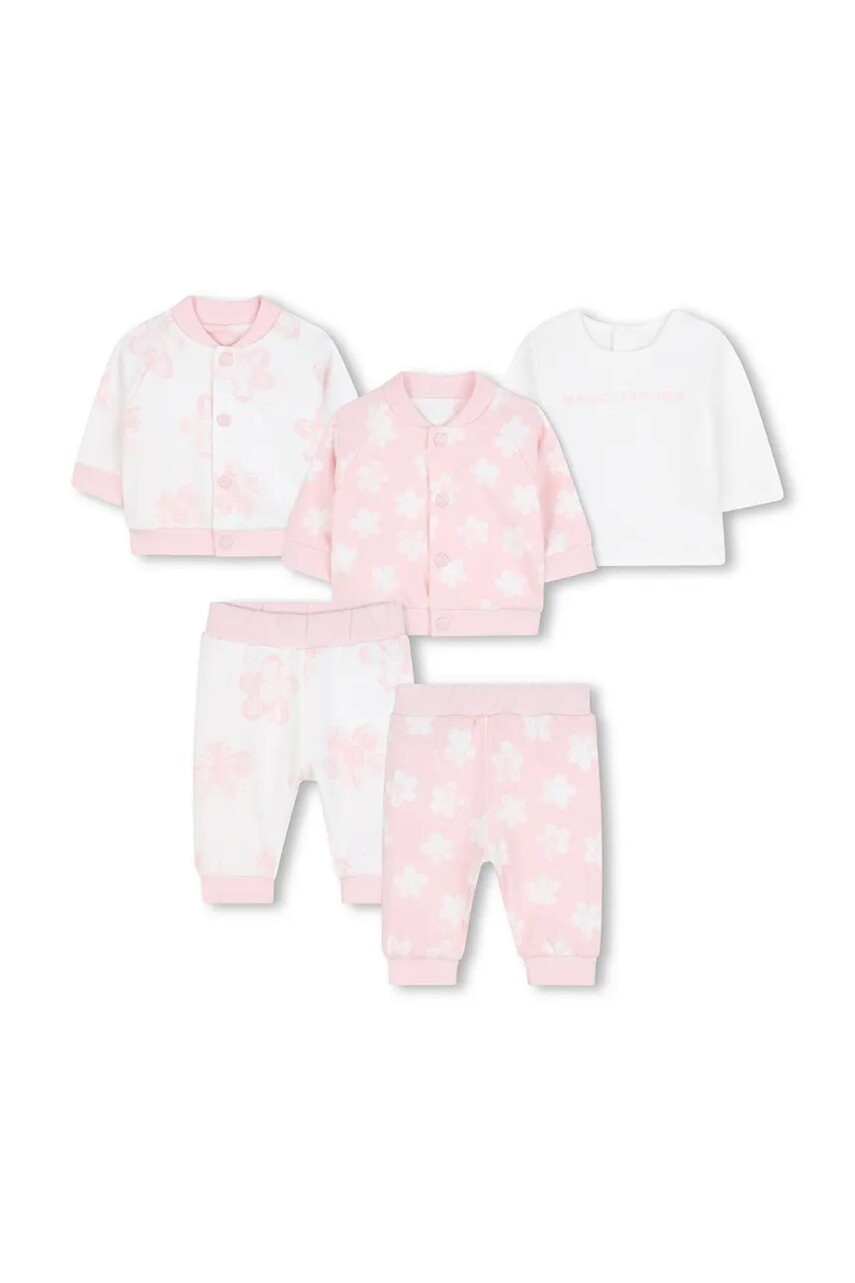 Obojstranná bavlnená detská súprava Marc Jacobs ružová farba, W60693