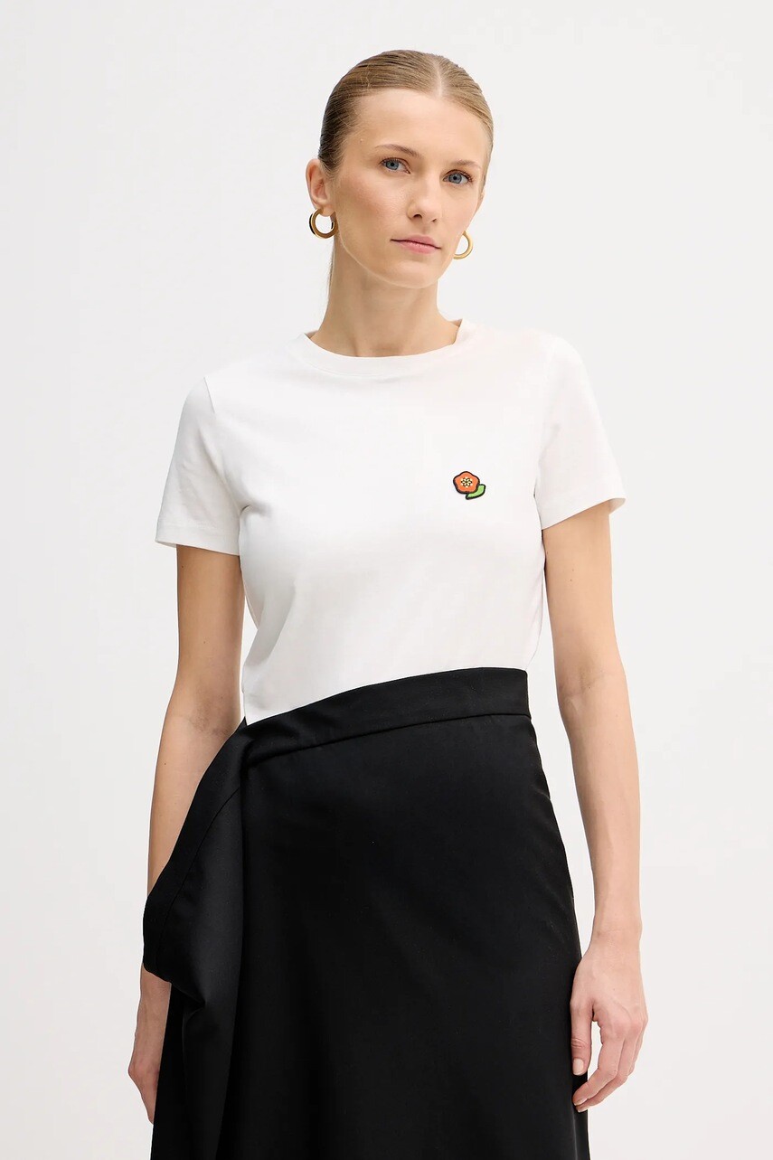 Bavlnené tričko Kenzo Pop dámske, biela farba, FF52TS1674SO.02