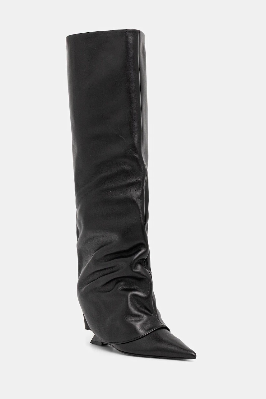 Kožené kovbojské topánky Naked Wolfe Stated čierna farba, na kline, Stated Black Leather