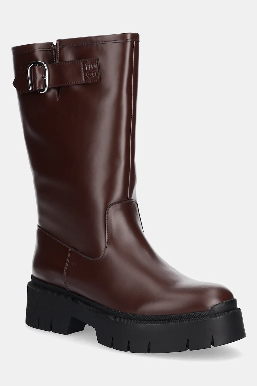 Čižmy HUGO Kris hnedá farba, na platforme, 50552735