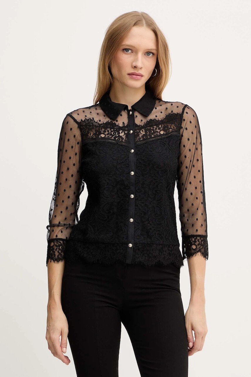 Košeľa Morgan čierna farba, regular, s klasickým golierom, TEREZA