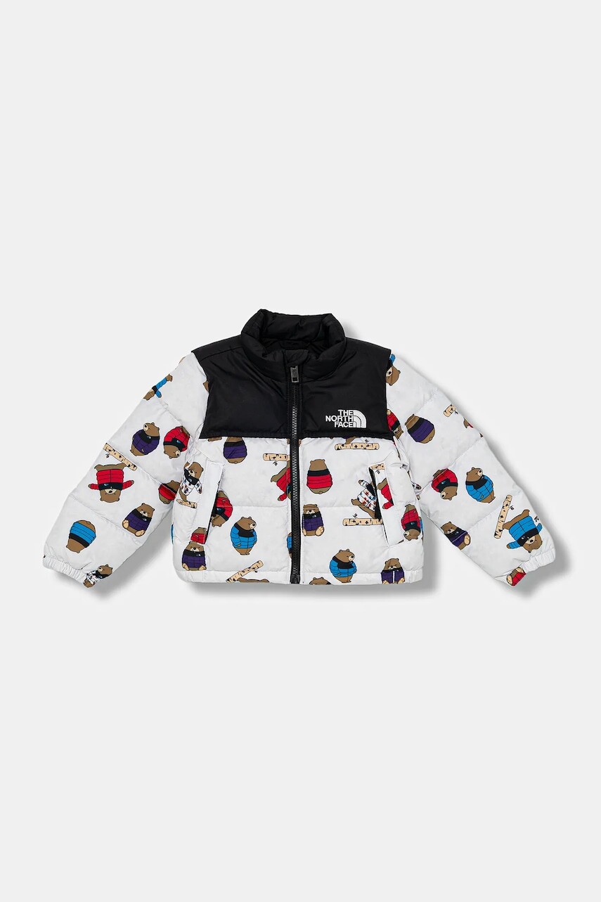 Detská páperová bunda The North Face KID 1996 RETRO NUPTSE JACKET -PRINT biela farba, NF0A8E842LP1