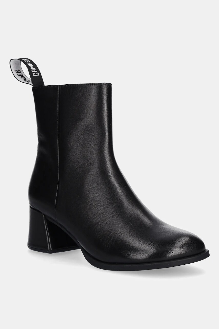 Kožené členkové topánky Camper Kora čierna farba, na podpätku, K400798-001