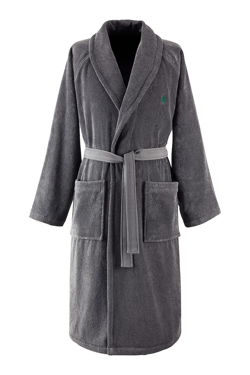 Bavlnený župan Ralph Lauren POLOPLAY Barclay M šedá farba