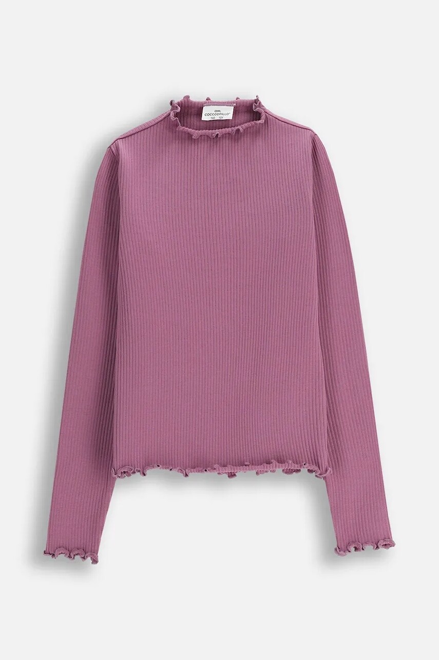Detské tričko s dlhým rukávom Coccodrillo fialová farba, WINTER COSY GRIL JUNIOR
