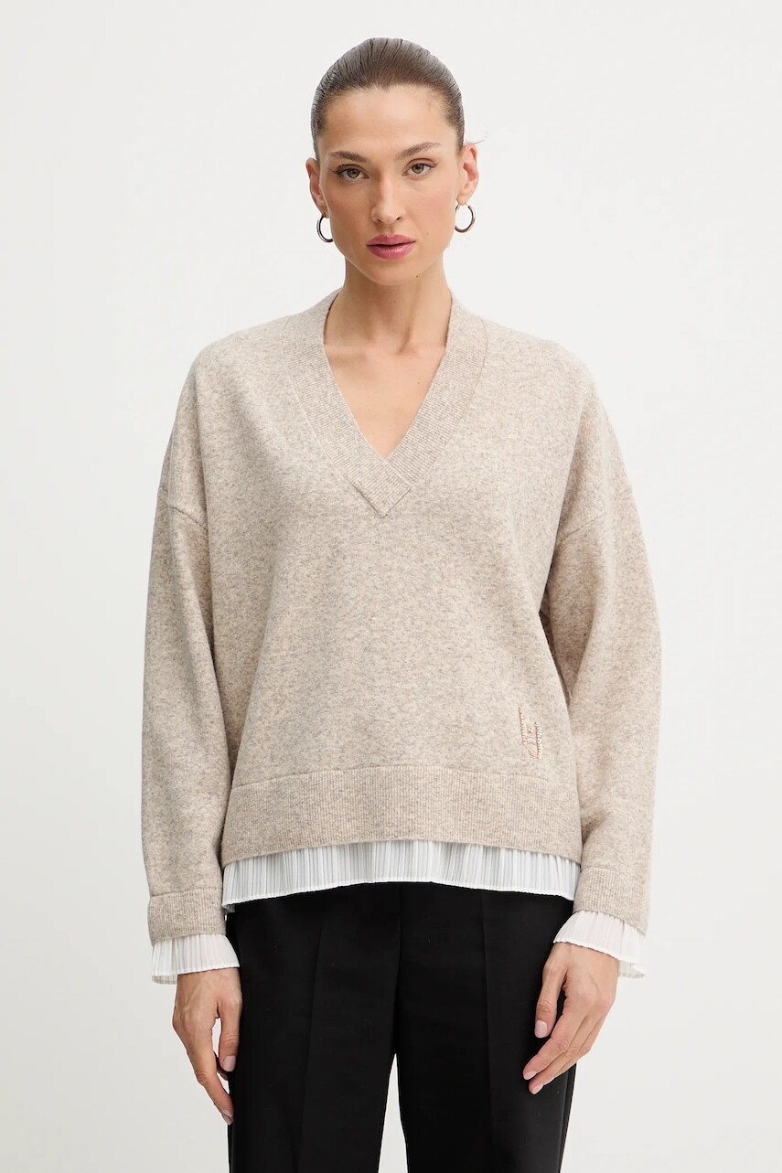 Sveter s prímesou vlny Liu Jo béžová farba, MF5123 MA90Q