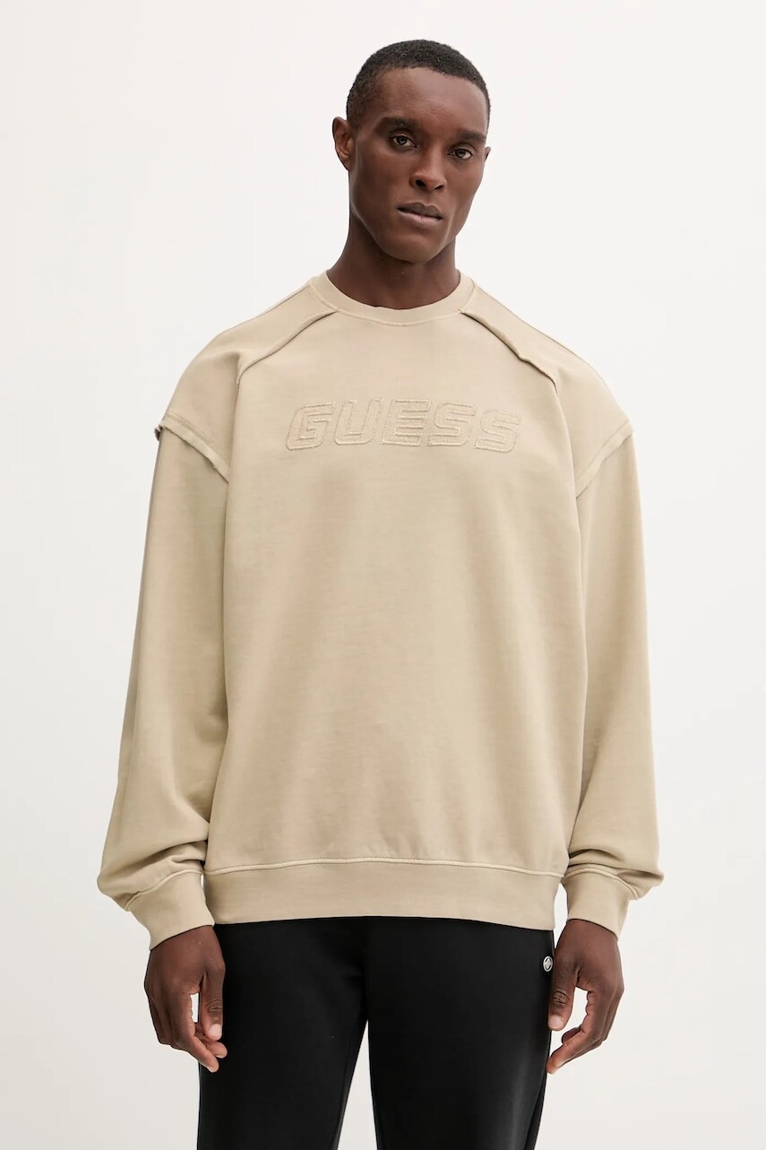 Bavlnená mikina Guess LASI zelená farba, s nášivkou, Z5BQ09 KCE91