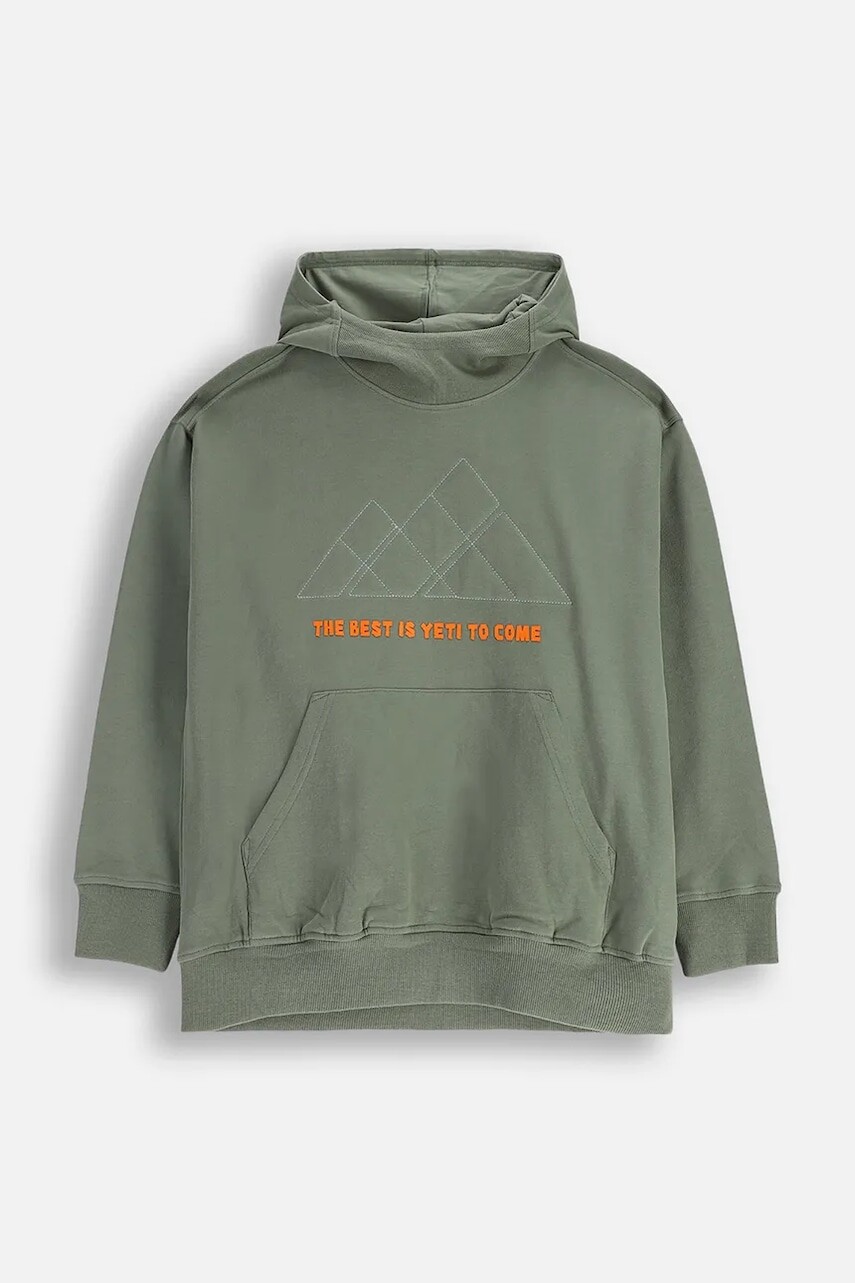 Detská bavlnená mikina Coccodrillo zelená farba, jednofarebná, YETI BOY JUNIOR