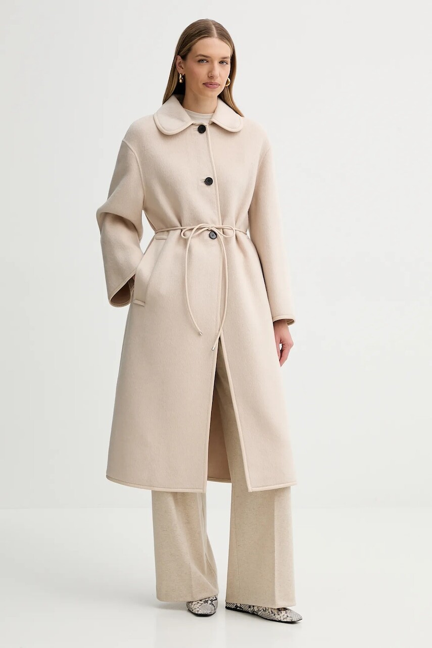 Kabát s prímesou vlny Liviana Conti béžová farba, L5WW33