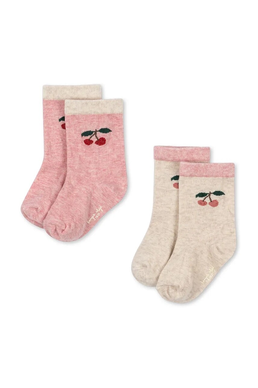 Detské ponožky Konges Sløjd 2 PACK CHERRY SOCKS 2-pak ružová farba, KS104167