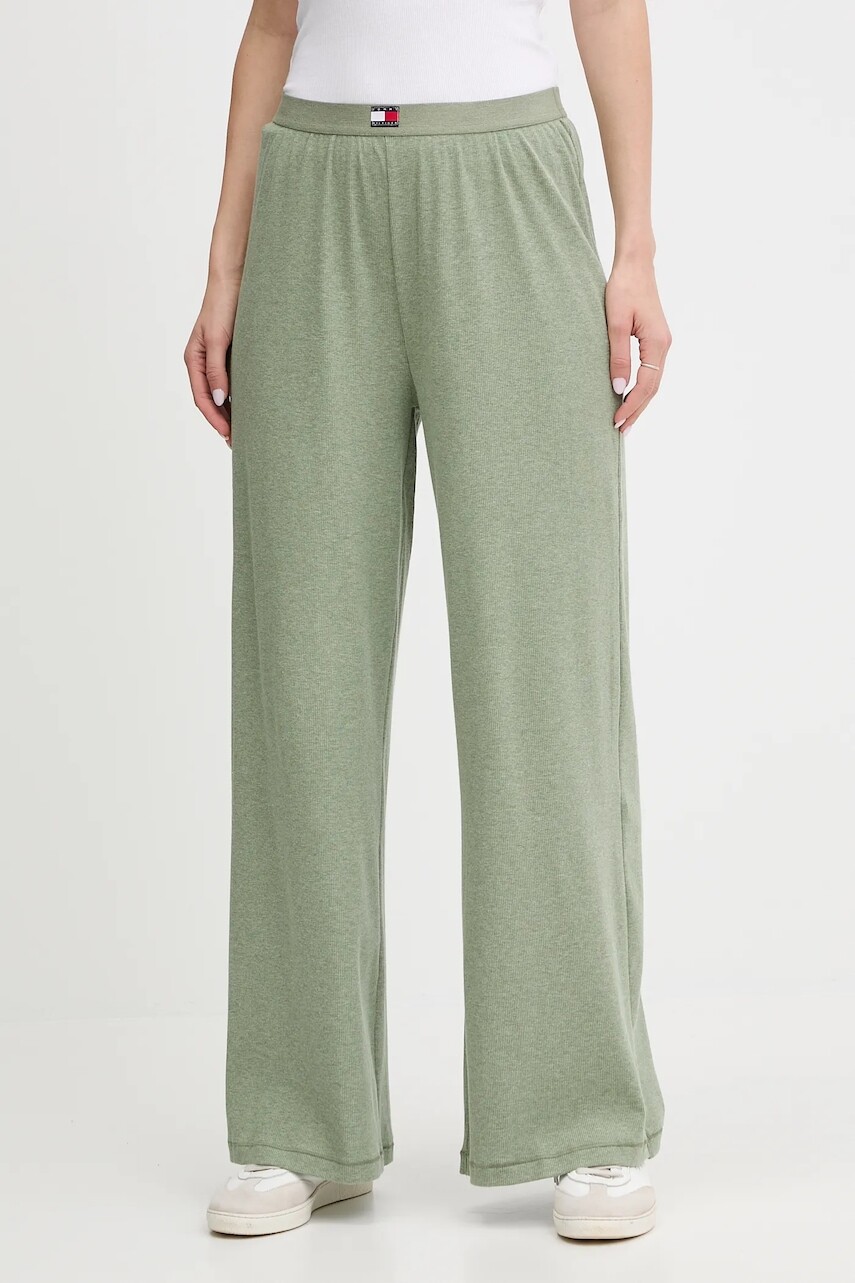 Tepláky Tommy Hilfiger zelená farba, melanžové, UW0UW06069