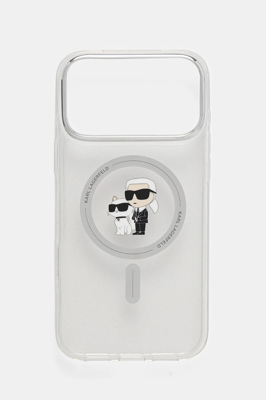 Puzdro na mobil Karl Lagerfeld iPhone 17 Pro Max strieborná farba, KLHMP17XHGKCNOT