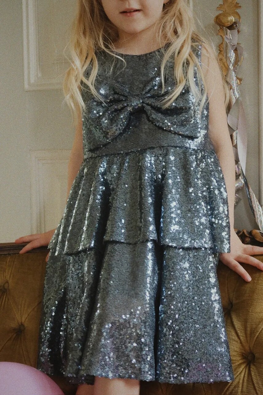 Dievčenské šaty Konges Sløjd ROSIE DRESS modrá farba, mini, áčkový strih, KS104421