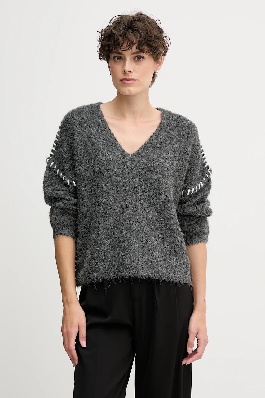 Sveter s prímesou vlny Sandro Ferrone šedá farba, S87YBFGAL