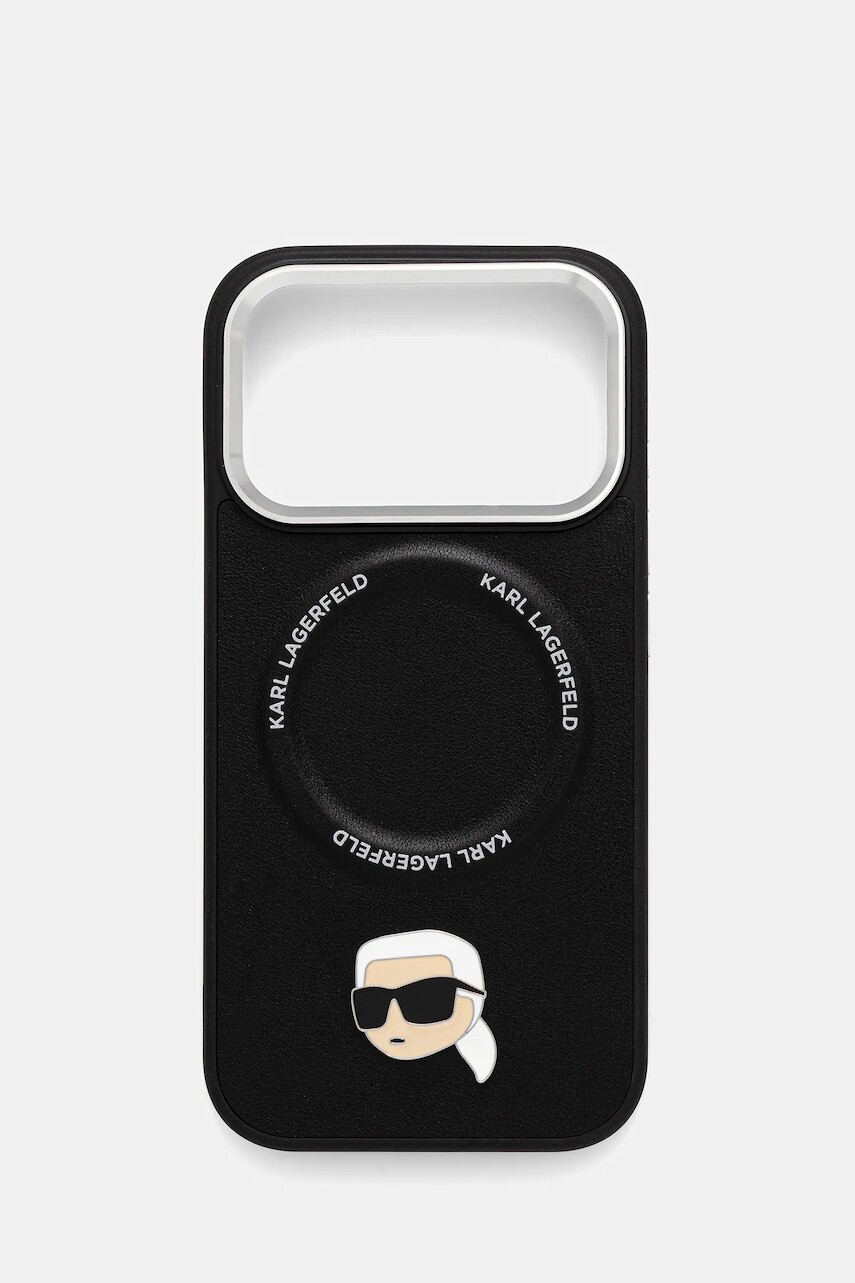 Puzdro na mobil Karl Lagerfeld iPhone 17 Pro čierna farba, KLHMP17LPSMLRKLK