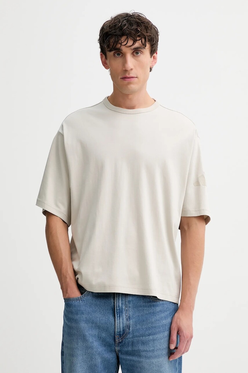 Bavlnené tričko adidas Soft Lux pánske, béžová farba, jednofarebné, KB6778