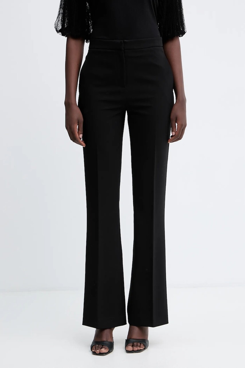 Nohavice Twinset čierna farba, zvony, vysoký pás, 252TT2232
