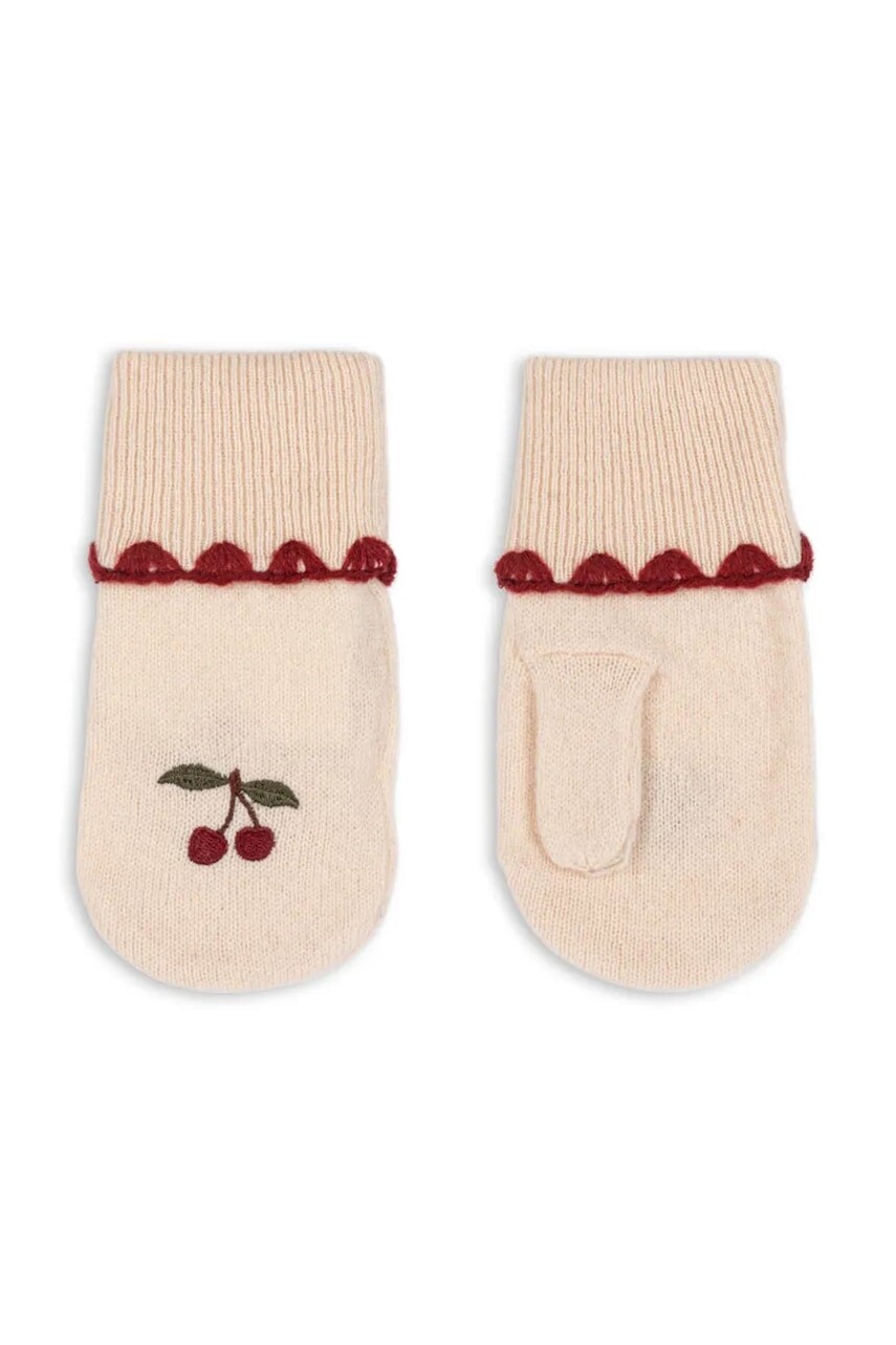 Detské vlnené rukavice Konges Sløjd COLLETTE MITTENS béžová farba, KS104272