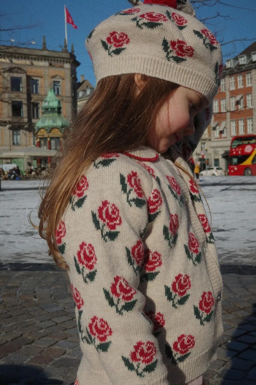 Detský kardigan s prímesou vlny Konges Sløjd BELOU KNIT COLLAR CARDIGAN béžová farba, KS104226