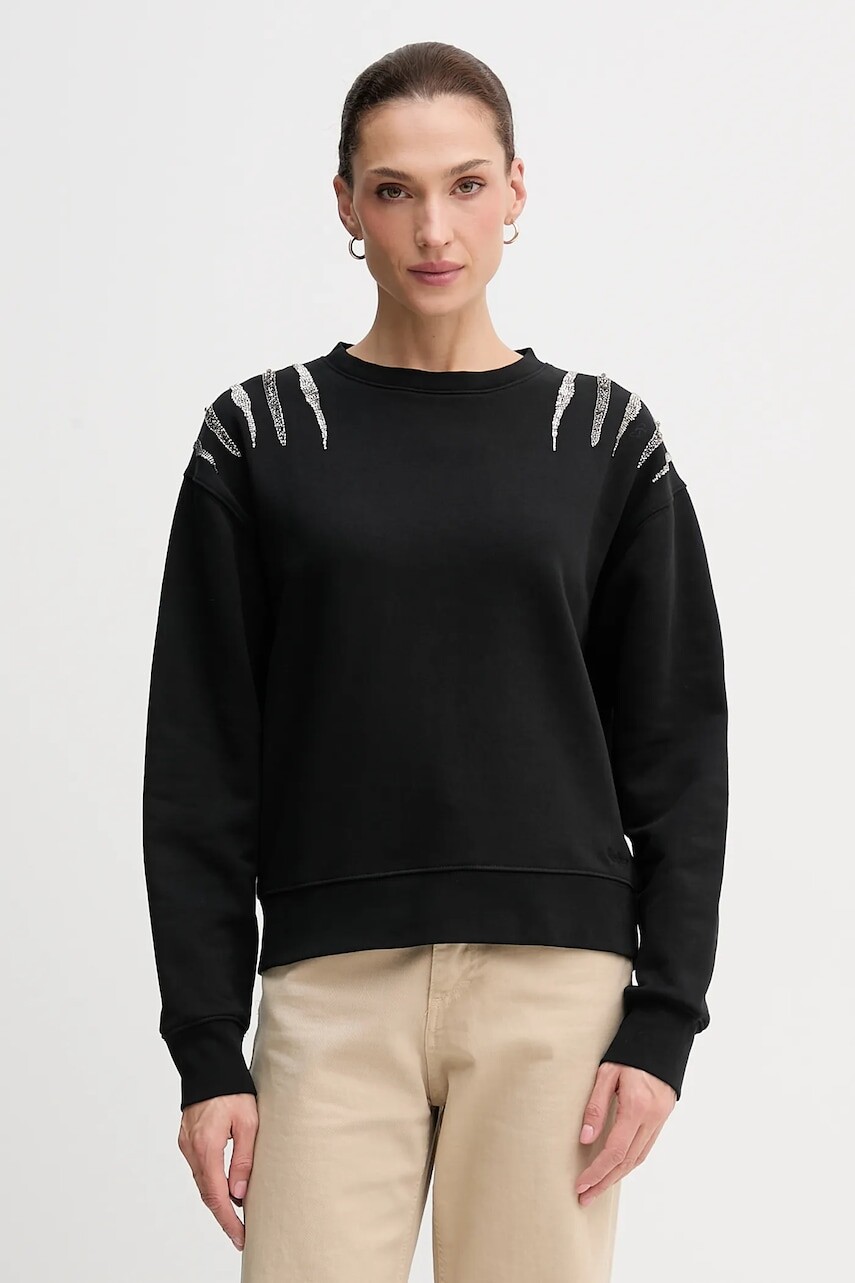 Mikina Pepe Jeans čierna farba, s nášivkou, PL5800024