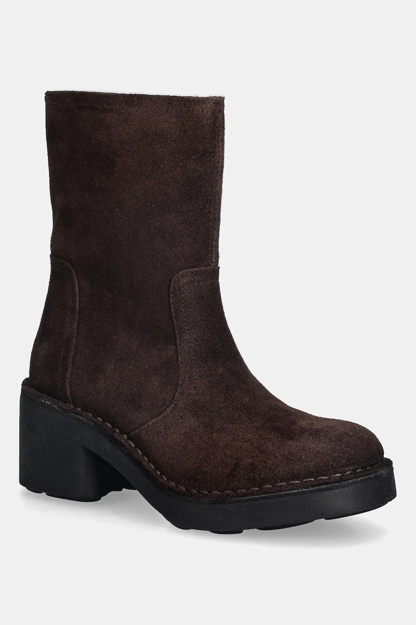 Semišové topánky Fly London NORE191FLY hnedá farba, na podpätku, P211191002