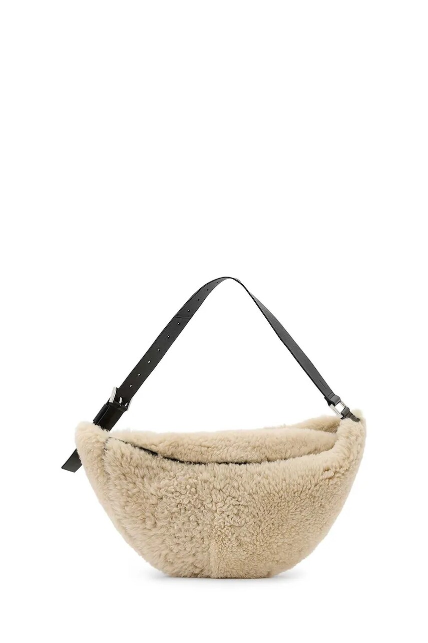 Kožená kabelka AllSaints LUNA béžová farba, W217XD