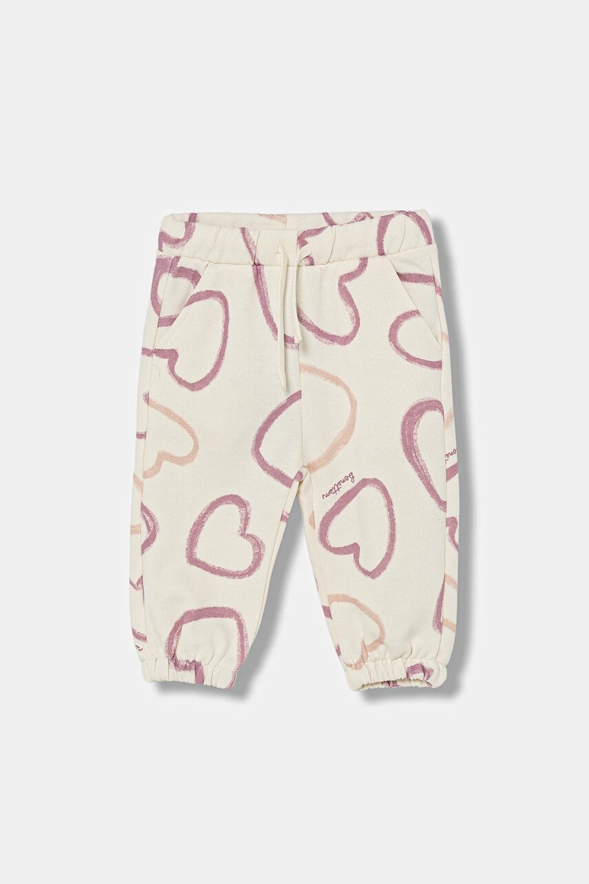 Detské tepláky United Colors of Benetton béžová farba, vzorované, 3TIKGF05A