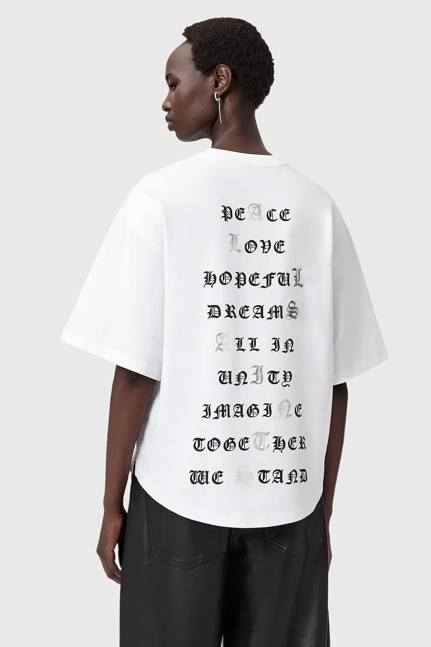 Bavlnené tričko AllSaints dámske, biela farba, W088JD